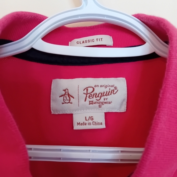 Women's Preppy Business Casual Original Penguin Hot Pink Polo ButtonUp Shirt L - Picture 9 of 9